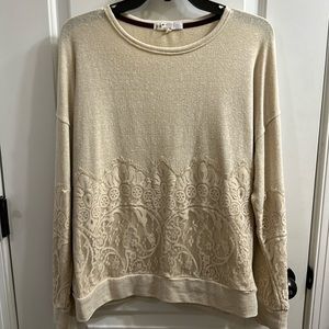 Jolt Cream Brushed Sweatshirt with Lace Hem